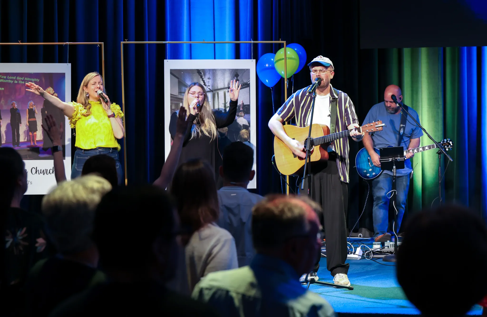 Worship and music at a Sunday service